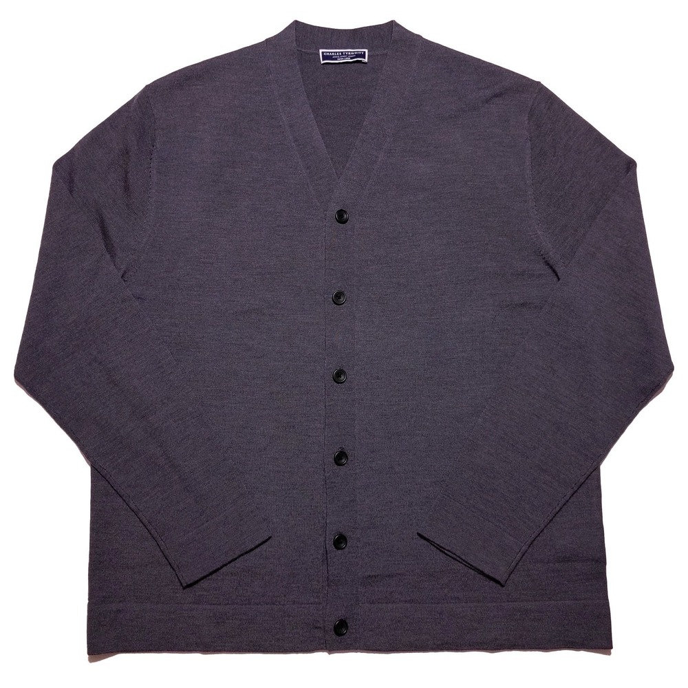 CHARLES TYRWHITT Long Sleeve Cardigan Sweater 100% Wool Gray XL